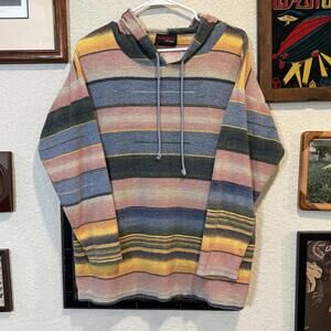 Vintage 80s/90s RARE Striped Colorful Colorblock Sunbelt Sportswear Hoodie L/XL